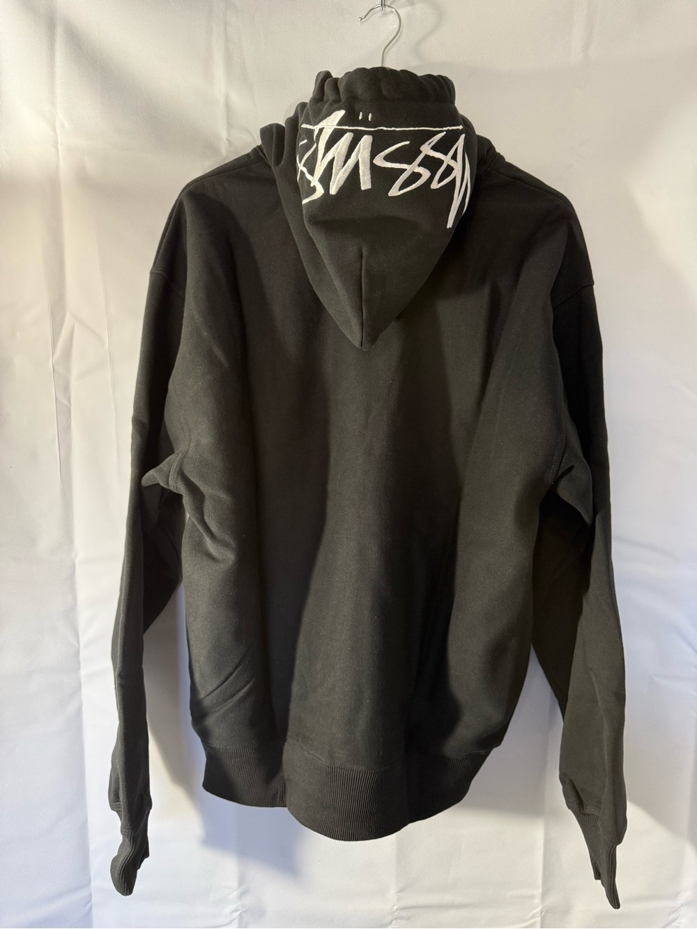 NWT Stussy Back Hood Applique Hoodie Black Men’s Large 118472 Pullover